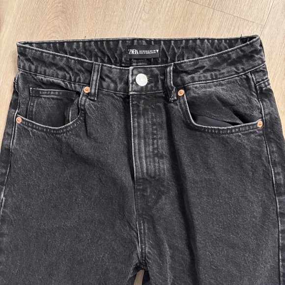 Zara black denim high rise crop bottom denim jean - Picture 3 of 11